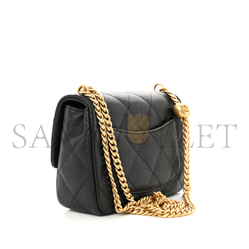Ch*el master caviar quilted mini sweetheart flap black (20*14*6cm)